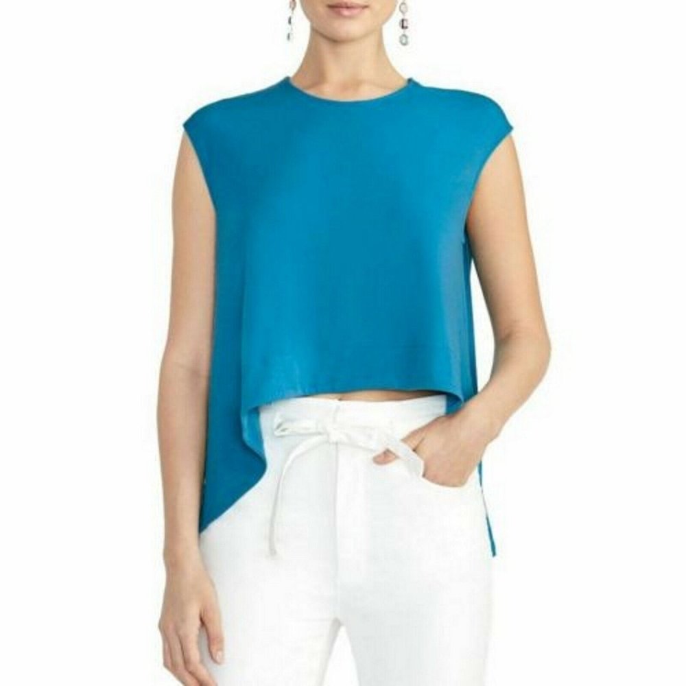 RACHEL Rachel Roy Royal Blue Asymmetrical Sleeveless Blouse Top Size M